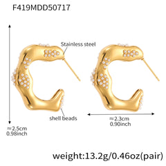 18K Gold-Plated Pearl-Accent & Enamel Hoop Earrings