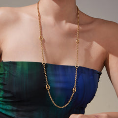 18K Gold-Plated Open Link Long Necklace