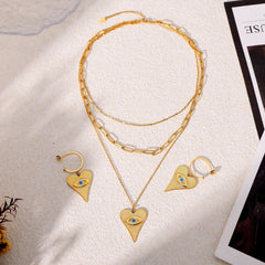 18K Gold-Plated Heart Eye-Motif Jewelry