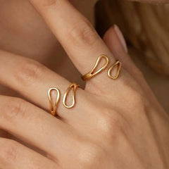 18K Gold-Plated Geometric Crossover Open Ring