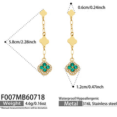 18K Gold-Plated Cubic Zirconia Flower Drop Earrings