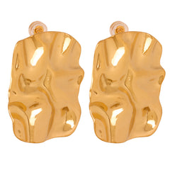 Sculptural Crinkled Rectangle Stud Earrings
