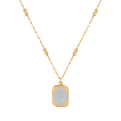 18K Gold-Plated Rose Cameo Pendant Necklace