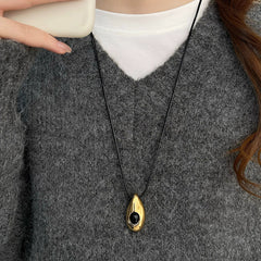 Nadine Black Agate Teardrop Necklace