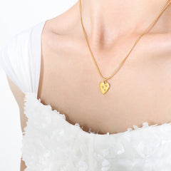 18K Gold-Plated Heart Stone-Accent Snake Chain Necklace