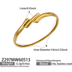 18K Gold-Plated Polished Geometric Bangle