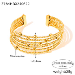 Gold-Tone Layered Bead Detail Cuff Bracelet