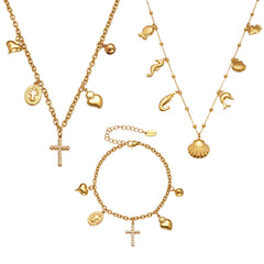 Cross and Heart Multi-Charm Jewelry Designs