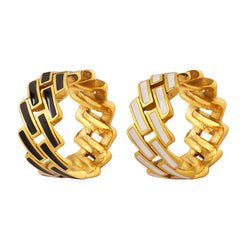 Geometric Enamel Openwork Ring