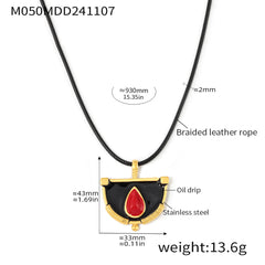 Enamel Geometric Cord Necklace