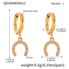 Gold-Tone Cubic Zirconia Horseshoe Charm Earrings