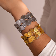 Sculptural Flower or Leaf Open Cuff Bracelet