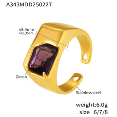 Rectangular Cubic Zirconia Open Ring