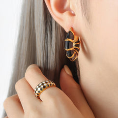 Enamel Fan Hoop Earrings