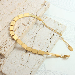 18K Gold-Plated Lettered Square Link Bracelet