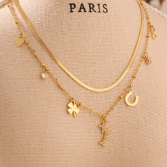 Dolphin Cubic Zirconia Multi-Charm Necklace