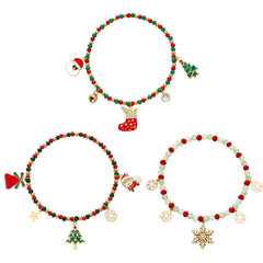Christmas Crystal Bead Charm Bracelet