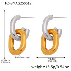 18K Gold-Plated Double-Link Drop Earrings