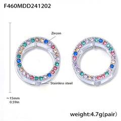 Clear or Multicolor Cubic Zirconia Circle Earrings