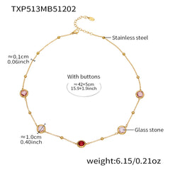 Faceted Round Glass Stone Necklace, Bracelet & Earrings