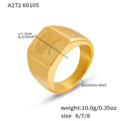 18K Gold-Plated Engraved Signet Ring