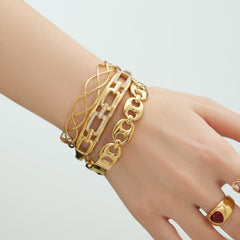 18K Gold-Plated Openwork Cuff Bracelet