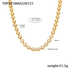 Cubic Zirconia Round-Link Necklace & Bracelet