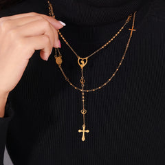 Geometric Cross or Disc Pendant Necklace