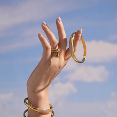 18K Gold-Plated Cubic Zirconia Clasp Bangle Bracelet