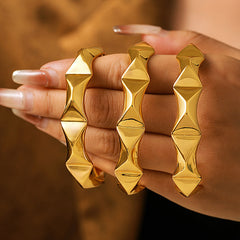 18K Gold-Plated Faceted Open Cuff Bracelet