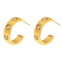 18K Gold-Plated Cubic Zirconia C-Hoop Earrings