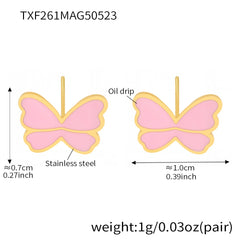 Pink Enamel Butterfly Bracelet, Ring & Earrings