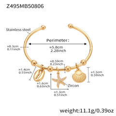 Heart or Starfish Charm Cuff Bracelet