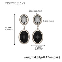 Faceted Oval Glass Drop Earrings