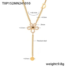18K Gold-Plated Floral Cubic Zirconia Necklace or Earrings