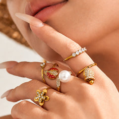18K Gold-Plated Playful Cubic Zirconia Ring Designs