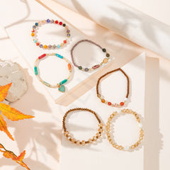 3-Piece Boho Heart Charm Beaded Bracelet Stack