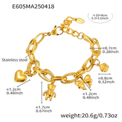 Bear, Bow and Heart Charm Bracelet or Pendant