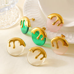 Pastel Resin Drip Stud Earrings