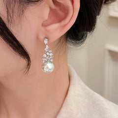 Marielle Vintage-Inspired Pearl Pavé Drop Earrings