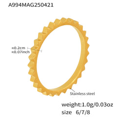 Textured Gear Edge Stainless Steel Band Ring