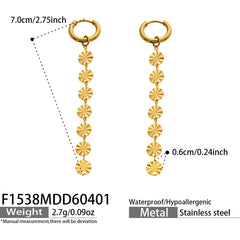 Textured Disc Long Drop Earrings