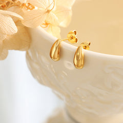 Minimal Teardrop Stainless Steel Stud Earrings