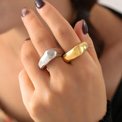 18K Gold-Plated Sculptural Square Band Ring
