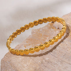 18K Gold-Plated Beaded Clasp Bangle Bracelet