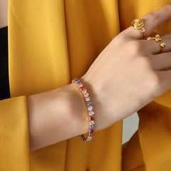 18K Gold-Plated Cubic Zirconia Stretch Bracelet