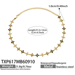 18K Gold-Plated Color Cubic Zirconia Flower Jewelry
