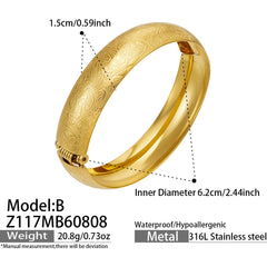 18K Gold-Plated Textured Wide Cuff Bracelet