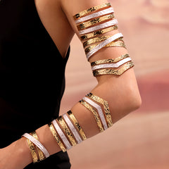 18K Gold-Plated Enamel Stripe Open Cuff Bracelet