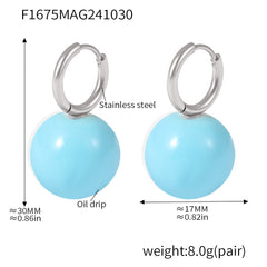 Polished or Enamel Ball Drop Earrings